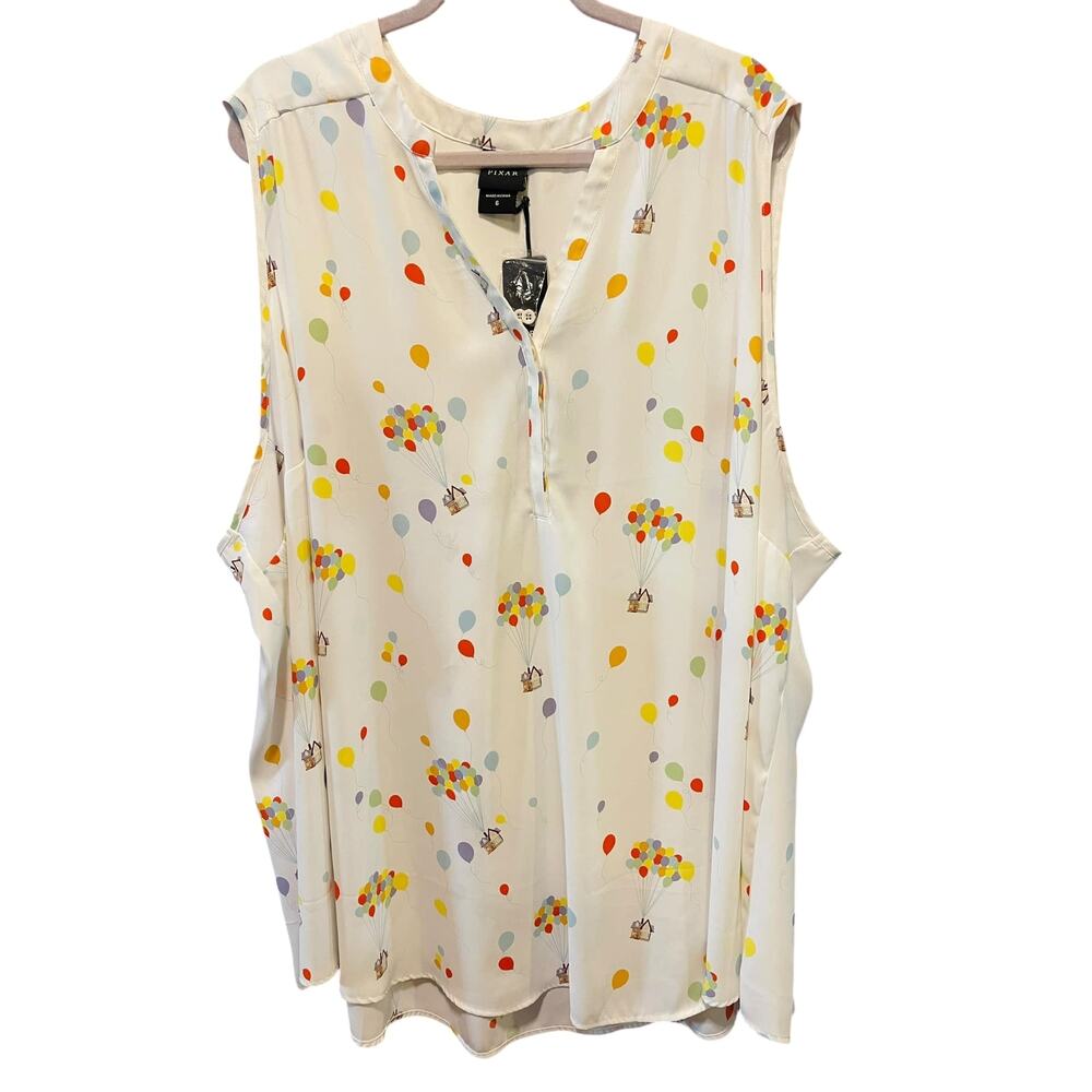 Torrid 6 (6X 30) Up Pixar Balloon House Georgette Hi Lo Pullover Tank Blouse